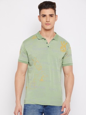 DUKE Printed Men Polo Neck Green T-Shirt