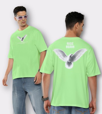 FLYIND VOGUE OUTFIT Printed Men Round Neck Light Green T-Shirt