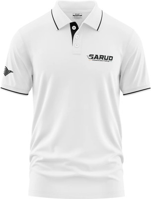 Warriorworld Solid Men Polo Neck White T-Shirt