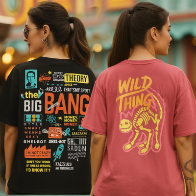 Fabflee Printed Women Round Neck Multicolor T-Shirt