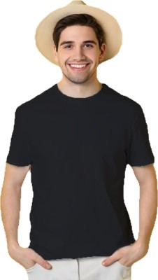 MKTEES Solid Men Round Neck Black T-Shirt