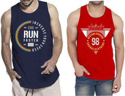 Restore Printed Men Round Neck Blue, Red, Multicolor T-Shirt