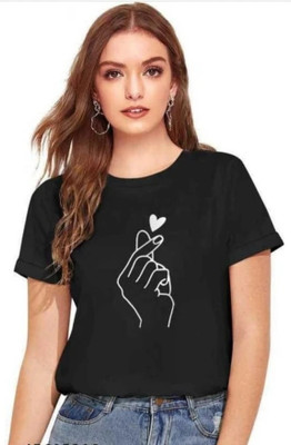 Marvent Dk Women Graphic Print Women Round Neck Black T-Shirt