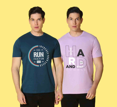 WOOSTRO Printed Men Round Neck Multicolor T-Shirt