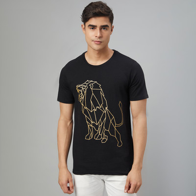 FTX Graphic Print Men Round Neck Black T-Shirt