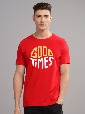 ADRO Printed Men Round Neck Red T-Shirt