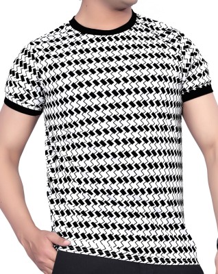 HouseOfCommon Printed Men Round Neck Black, White T-Shirt