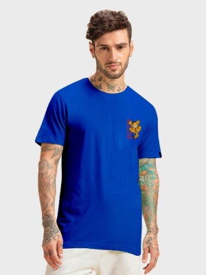 BEWAKOOF Printed Men Round Neck Blue T-Shirt