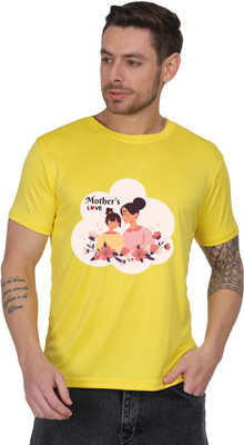 Atharva Trends Printed Men Round Neck Yellow T-Shirt
