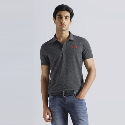 Pepe Jeans Printed Men Polo Neck Grey T-Shirt