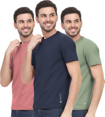 FREECULTR Solid Men Round Neck Pink, Blue, Green T-Shirt