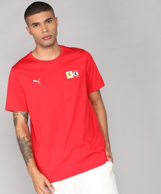 PUMA Typography Men Round Neck Red T-Shirt