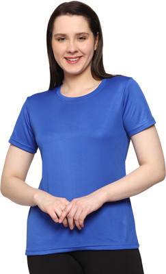 Urban Komfort Solid Women Round Neck Blue T-Shirt