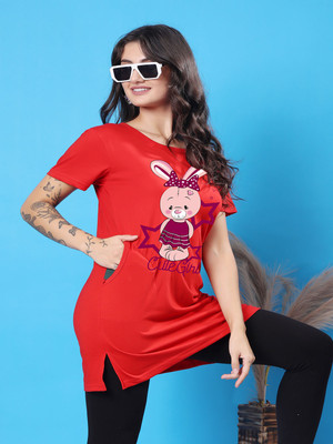 SWIFTLY Graphic Print Women Round Neck Red T-Shirt
