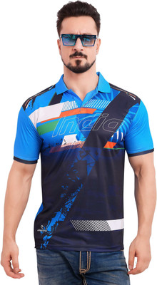 FABWAX Printed Men Polo Neck Multicolor T-Shirt
