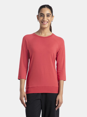 JOCKEY Solid Women Round Neck Orange T-Shirt
