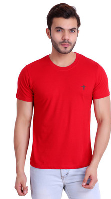 TT Solid Men Round Neck Red T-Shirt