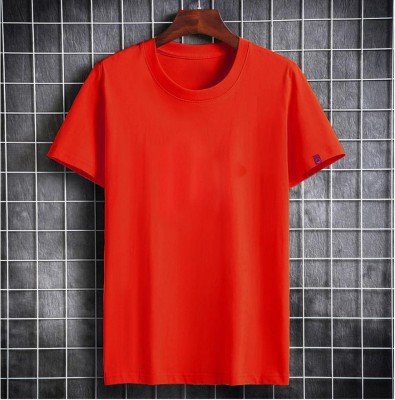 MONKEY BOYS Solid Men Round Neck Red T-Shirt