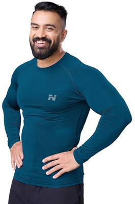 NINQ Solid Men Round Neck Blue T-Shirt