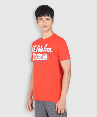 U.S. POLO ASSN. Typography Men Round Neck Red T-Shirt