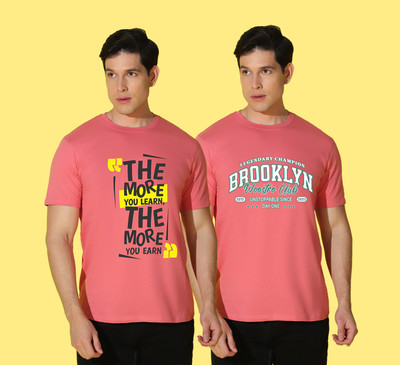 WOOSTRO Printed Men Round Neck Multicolor T-Shirt