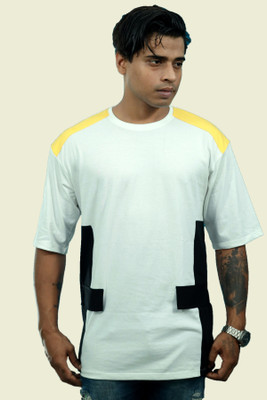 R World Solid Men Round Neck White T-Shirt