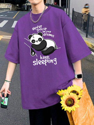Cool Plus Printed Men Round Neck Purple T-Shirt