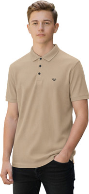 APPLEBOYZ Self Design Men Polo Neck Maroon T-Shirt