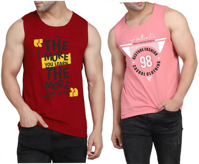 Restore Printed Men Round Neck Maroon, Pink, Multicolor T-Shirt