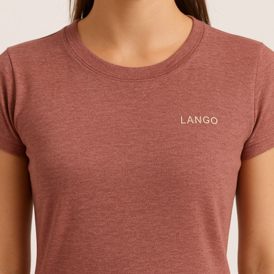 F65 Solid Women Round Neck Brown T-Shirt