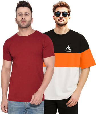 Kroptee Colorblock, Solid Men Round Neck Multicolor T-Shirt