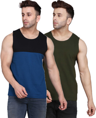 SLOWLORIS Solid Men Scoop Neck Multicolor T-Shirt