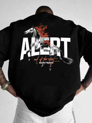 Macknit Printed Men Round Neck Black T-Shirt