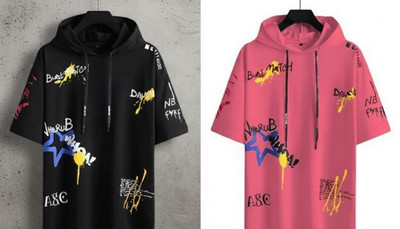 cnw Printed Men Hooded Neck Multicolor T-Shirt