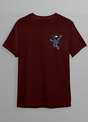 JP Creation Printed Men Round Neck Maroon T-Shirt
