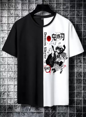 clickwell Colorblock Men Round Neck Black, White T-Shirt