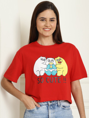 DreamBe Graphic Print Women Round Neck Maroon T-Shirt