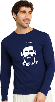 RULEDBYSUN Printed Men Round Neck Navy Blue T-Shirt
