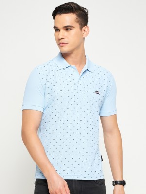 First Krush Printed Men Polo Neck Light Blue, Black T-Shirt