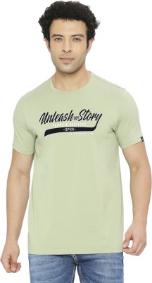 Spykar Printed Men Round Neck Green T-Shirt