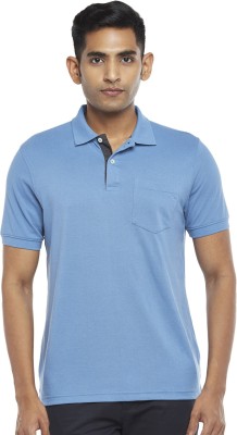 Byford by Pantaloons Solid Men Polo Neck Blue T-Shirt