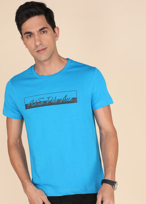 U.S. POLO ASSN. Printed Men Round Neck Blue T-Shirt