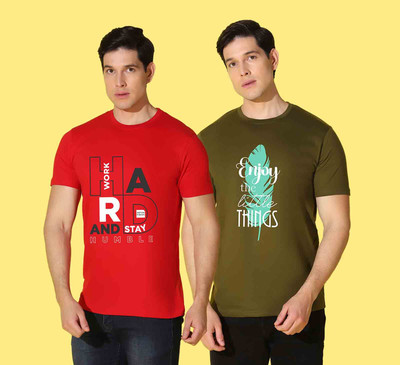 WOOSTRO Typography Men Round Neck Multicolor T-Shirt