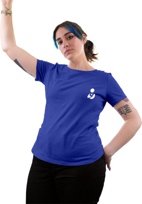 Fighterhero Solid, Printed Women Round Neck Blue T-Shirt