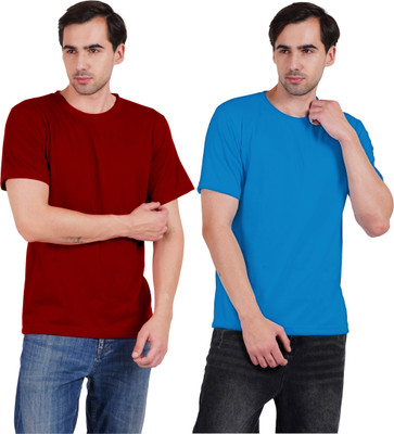 Fusiontees Solid Men Round Neck Multicolor T-Shirt