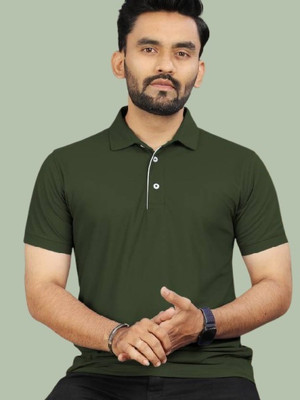 METRONAUT Solid Men Polo Neck Green T-Shirt