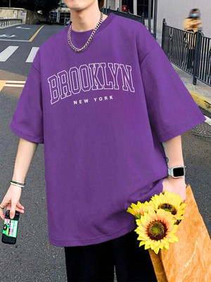 Cool Plus Printed Men Round Neck Purple T-Shirt