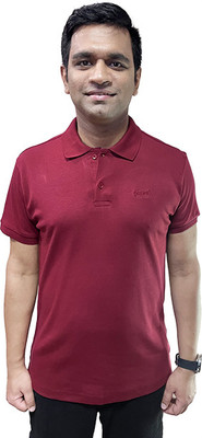 Tshirt TOUCH Sustainable Solid Men Polo Neck Maroon T-Shirt