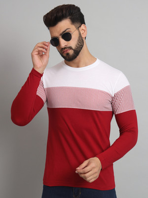 EMERALD Colorblock Men Round Neck Red T-Shirt