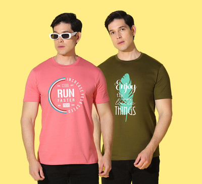 WOOSTRO Typography Men Round Neck Multicolor T-Shirt